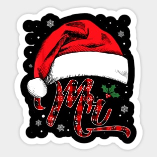 Mr And Mr Santa Hat Christmas Couples Matching Pajamas Xmas Sticker